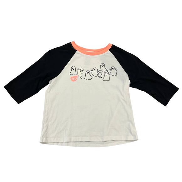 Gymboree Girls Black White Yolo Ghost Raglan Tee Medium - Picture 1 of 5
